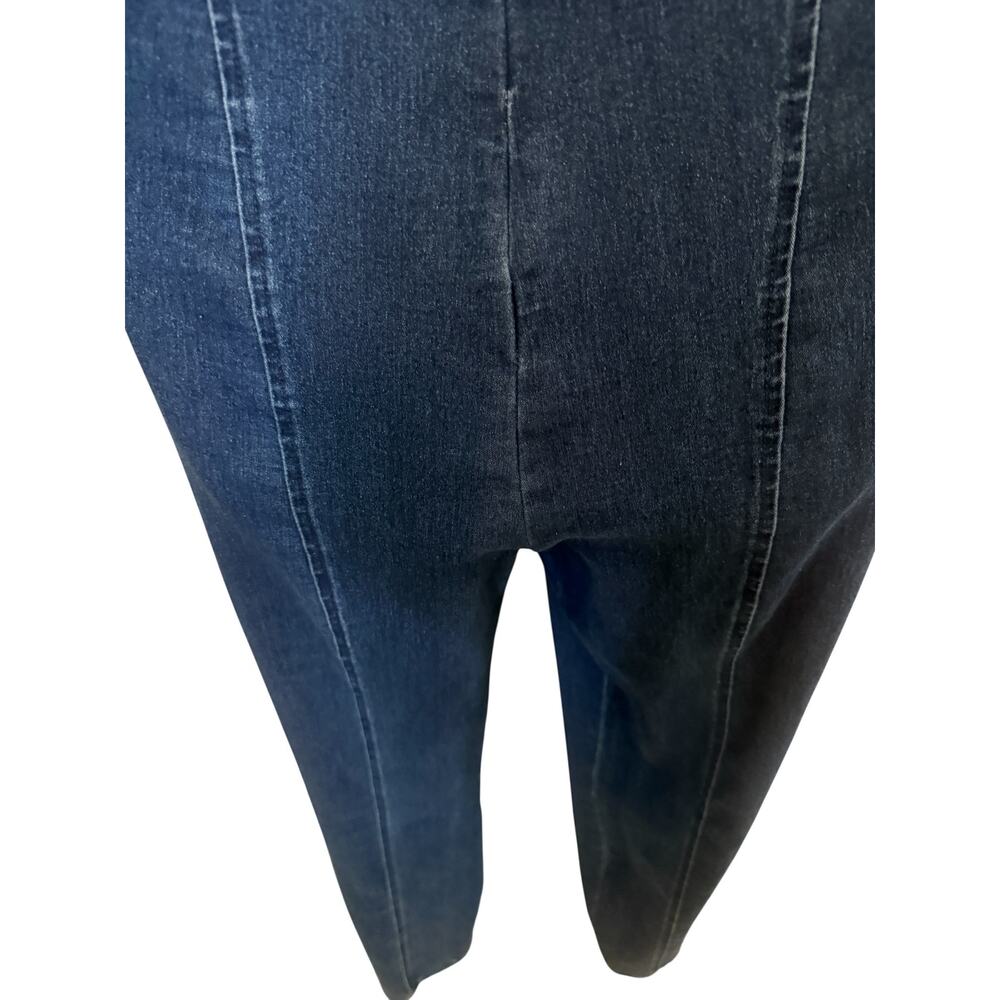 Haute Monde Demin Blue Jean Stretchy Jumpsuit w/Rhinestone Bustline. L - Picture 10 of 10